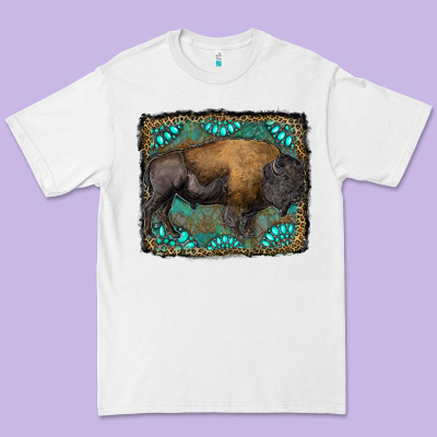 Bison With Gemstone Background Premium Tee Designed By Ranaportraitstore