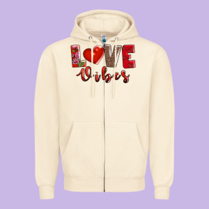 Love Vibes Zipper Hoodie Designed By Adodesignshop