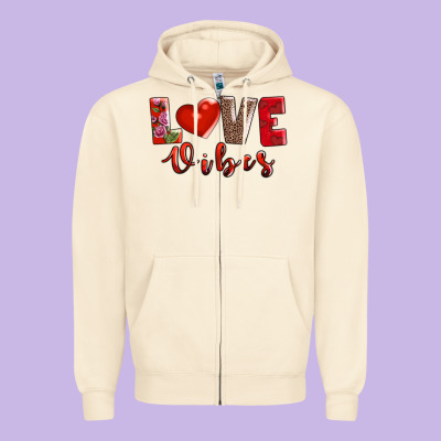 Love Vibes Zipper Hoodie Designed By Adodesignshop