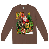 Chestnut Christmas Trex Ho Ho Ho Santa Long Sleeve Tee - FaDigitalArtStudio