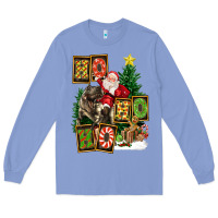 Colony Blue Christmas Trex Ho Ho Ho Santa Long Sleeve Tee - FaDigitalArtStudio