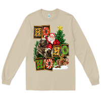 Mushroom Christmas Trex Ho Ho Ho Santa Long Sleeve Tee - FaDigitalArtStudio