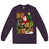 Plum Christmas Trex Ho Ho Ho Santa Long Sleeve Tee - FaDigitalArtStudio
