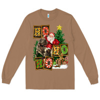 Toasted Coconut Christmas Trex Ho Ho Ho Santa Long Sleeve Tee - FaDigitalArtStudio