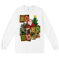 White Christmas Trex Ho Ho Ho Santa Long Sleeve Tee - FaDigitalArtStudio