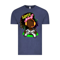 Vintage Denim black gamer girl Vintage Tee - FaDigitalArtStudio