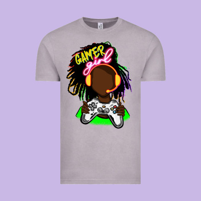 Black Gamer Girl Vintage Tee Designed By Fadigitalartstudio