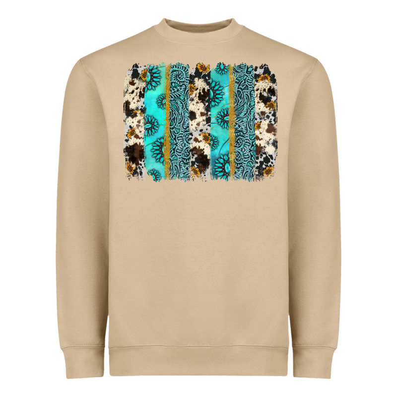 Gemstone Sunflower Cowhide Brushstroke Heavyweight Sweatshirt by AdoDesignShop | Teevron