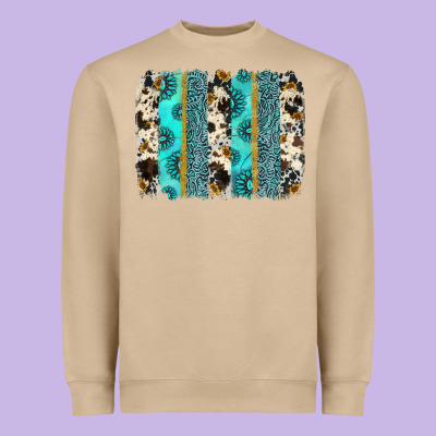 Gemstone Sunflower Cowhide Brushstroke Heavyweight Sweatshirt Designed By Adodesignshop