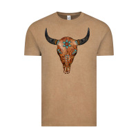 Vintage Coffee Western Tooled Leather Bull Skull Vintage Tee - Jasminsmagicworld