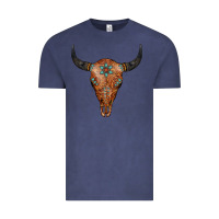 Vintage Denim Western Tooled Leather Bull Skull Vintage Tee - Jasminsmagicworld
