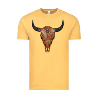 Vintage Mustard Western Tooled Leather Bull Skull Vintage Tee - Jasminsmagicworld