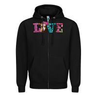 Black love with guernsey cow Zipper Hoodie - AdoDesignShop