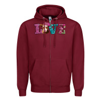 Burgundy love with guernsey cow Zipper Hoodie - AdoDesignShop