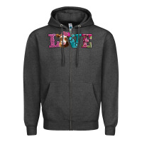 Charcoal Heather love with guernsey cow Zipper Hoodie - AdoDesignShop
