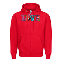 Red love with guernsey cow Zipper Hoodie - AdoDesignShop