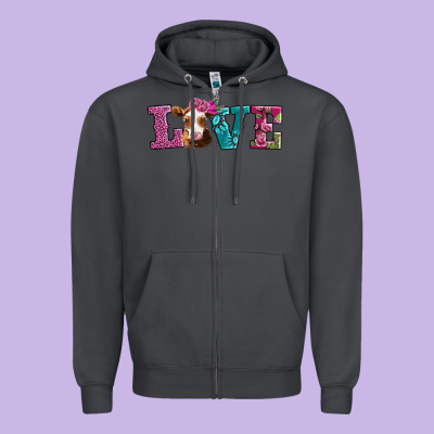 Love With Guernsey Cow Zipper Hoodie Designed By Adodesignshop