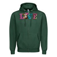 Sports Green love with guernsey cow Zipper Hoodie - AdoDesignShop