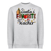 Heather Grey santa's favorite teacher Heavyweight Sweatshirt - AdoDesignShop