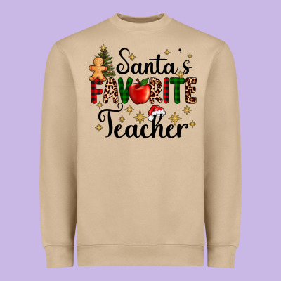Santa's Favorite Teacher Heavyweight Sweatshirt Designed By Adodesignshop