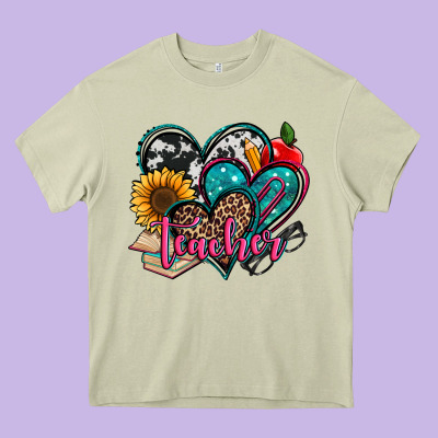 Teacher Hearts Heavy Core Tee Designed By Jasminsmagicworld
