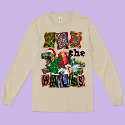 Rex The Halls Long Sleeve Tee Designed By Fadigitalartstudio