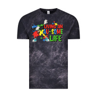 Cloud Black Living an au-some life Autism Awareness Day Vintage Tee - FaDigitalArtStudio
