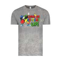 Cloud Rock Living an au-some life Autism Awareness Day Vintage Tee - FaDigitalArtStudio