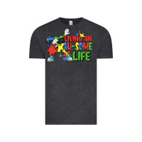 Vintage Black Living an au-some life Autism Awareness Day Vintage Tee - FaDigitalArtStudio