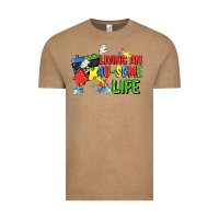 Vintage Coffee Living an au-some life Autism Awareness Day Vintage Tee - FaDigitalArtStudio