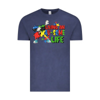 Vintage Denim Living an au-some life Autism Awareness Day Vintage Tee - FaDigitalArtStudio