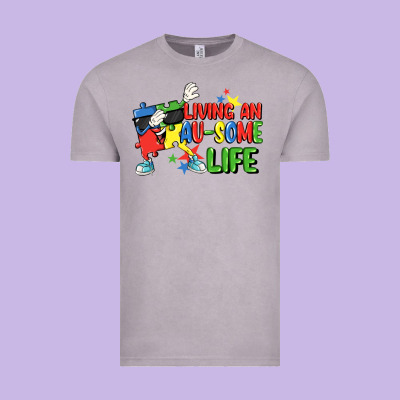 Living An Au-some Life Autism Awareness Day Vintage Tee Designed By Fadigitalartstudio