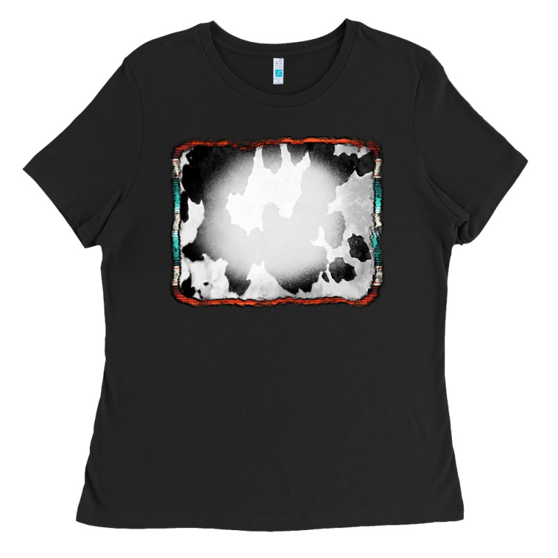 Cowhide Background With Bleach Serape Frame Ladies Tee by CowCowDesign | Teevron