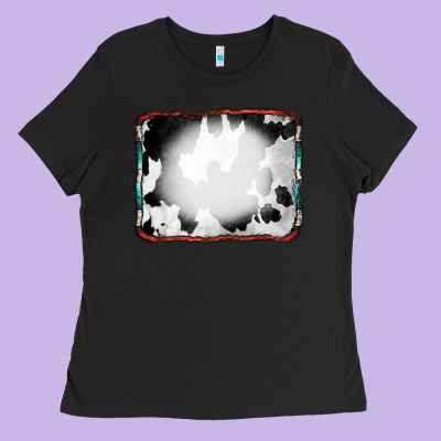 Cowhide Background With Bleach Serape Frame Ladies Tee Designed By Cowcowdesign