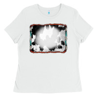 White Cowhide Background with Bleach Serape Frame Ladies Tee - CowCowDesign