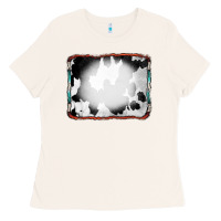 Bone Cowhide Background with Bleach Serape Frame Ladies Tee - CowCowDesign