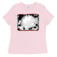 Bubblegum Pink Cowhide Background with Bleach Serape Frame Ladies Tee - CowCowDesign