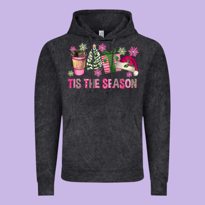 Pink Christmas Tis The Season Vintage Hoodie Designed By Fadigitalartstudio