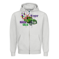 Dove Grey mardi gras with truck Zipper Hoodie - AdoDesignShop