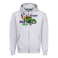Heather Grey mardi gras with truck Zipper Hoodie - AdoDesignShop