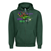 Sports Green mardi gras with truck Zipper Hoodie - AdoDesignShop