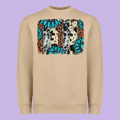 Gemstone Leopard Cowhide Brushstroke Heavyweight Sweatshirt Designed By Adodesignshop