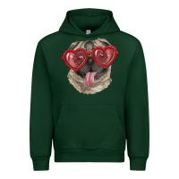 Forest Green pug with love glasses Urban Hoodie - RanaPortraitStore