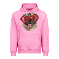 Fuchsia Pink pug with love glasses Urban Hoodie - RanaPortraitStore