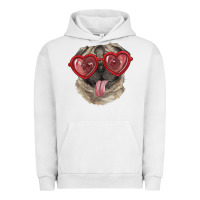 Pigment Lunar Rock pug with love glasses Urban Hoodie - RanaPortraitStore