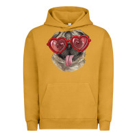 Pigment Peanut Butter pug with love glasses Urban Hoodie - RanaPortraitStore