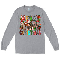 Heather Grey Merry christmas pigs Long Sleeve Tee - FaDigitalArtStudio