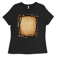 Black Burlap and Leopard  Black Frame Ladies Tee - CowCowDesign