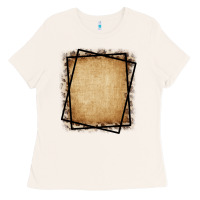 Bone Burlap and Leopard  Black Frame Ladies Tee - CowCowDesign