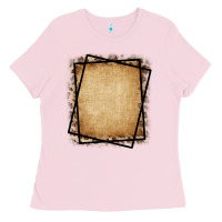 Bubblegum Pink Burlap and Leopard  Black Frame Ladies Tee - CowCowDesign